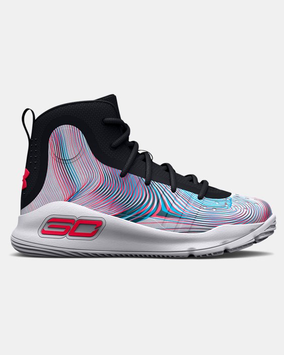 Pre-School UA Curry 4 Mid Basketball Shoes in Black image number 0